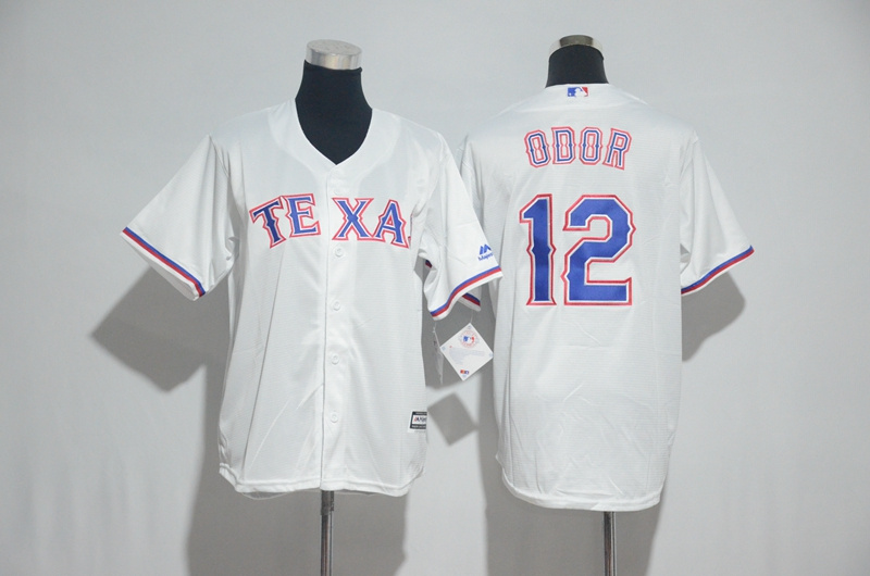 Youth 2017 MLB Texas Rangers #12 Odor White Jerseys->youth mlb jersey->Youth Jersey